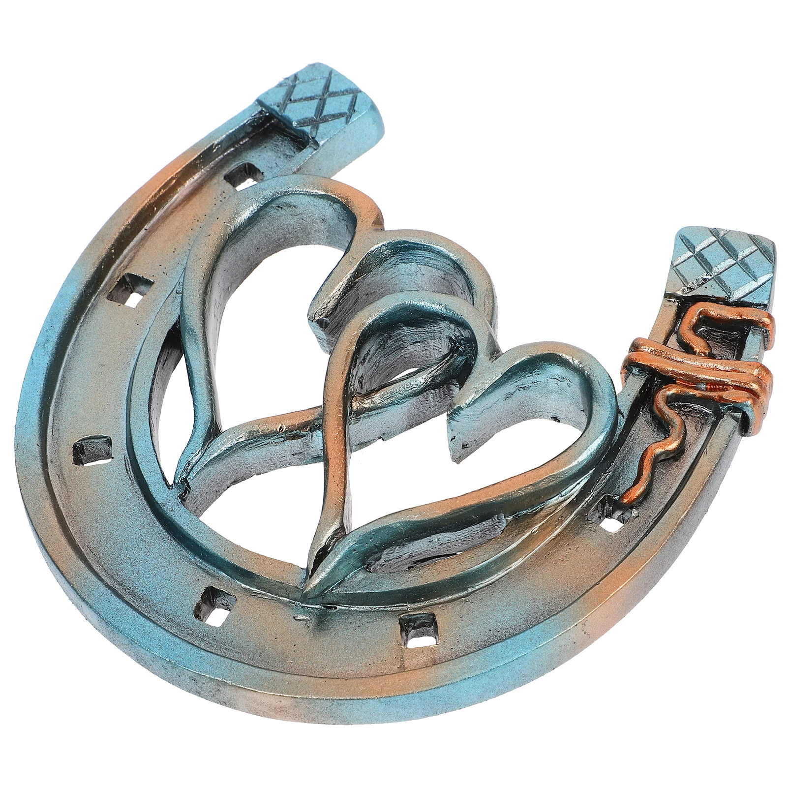 

Resin Wall Horseshoe Decor Double Heart Shaped Hoof Pendant Vintage Style Living Room Balcony Garden Sculpture