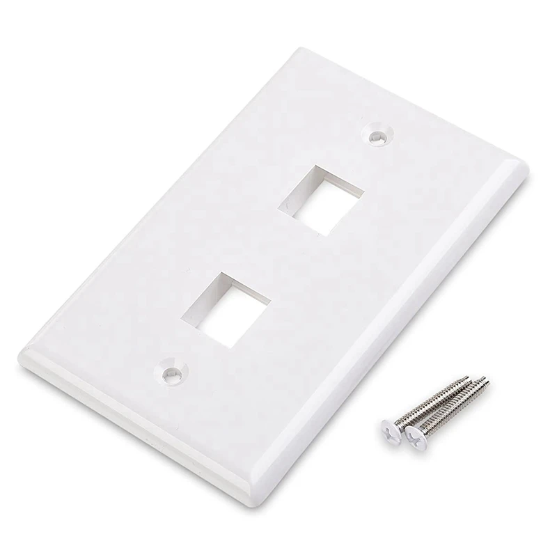 10-Pack Low Profile 2-Port Keystone Jack Wall Plate In White