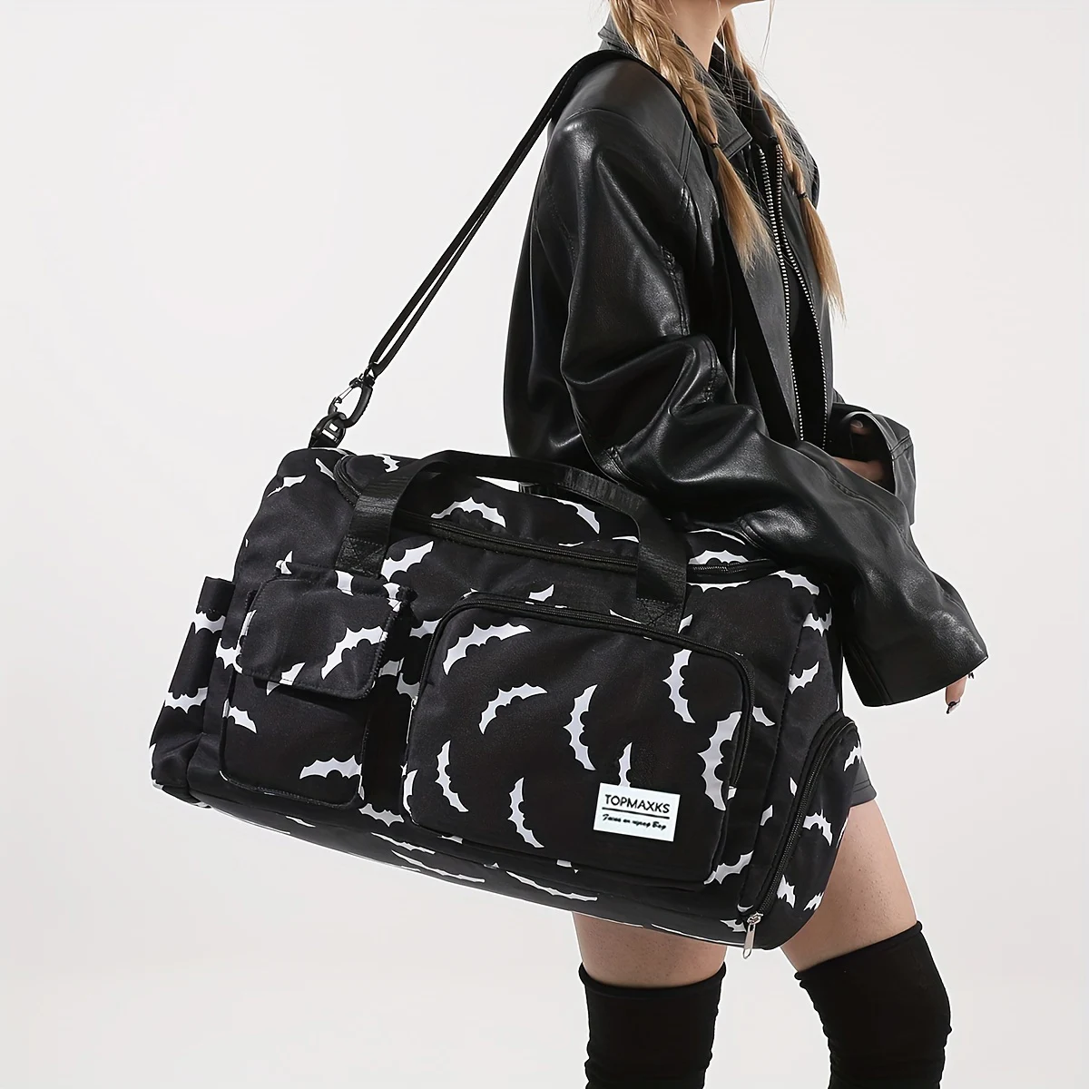 

Новая повседневная сумка выходного дня с рисунком летучей мыши и мокрой сумкой, отделение для обуви, большая вместительная большая сумка для беременных, простая сумка через плечо,