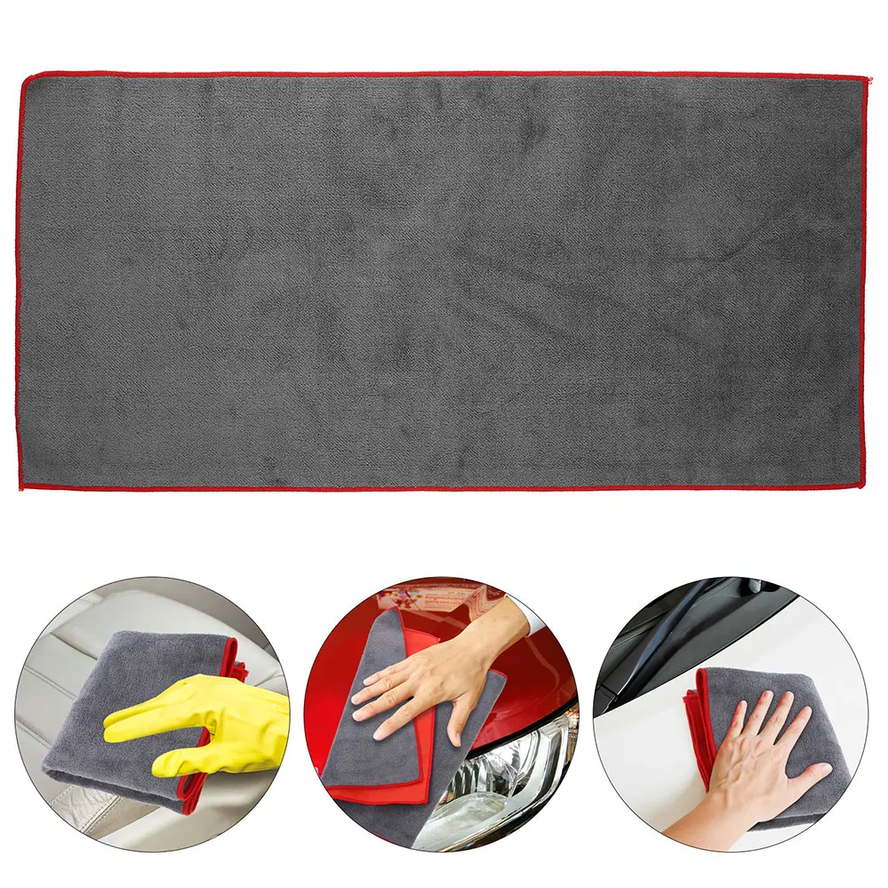 

3pcs Gray Red Car Drying Towel Super Absorbent Reusable Suede Cloth Ultra Soft Cleaning Washing Equipment For Cars
