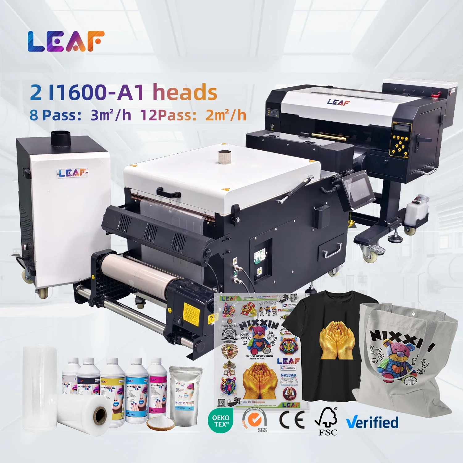 

LEAF DTF Printer A3 T-shirt Printing Machine Touch Screen Control Printing 33cm I1600 XP600 Dual Head A3 Dtf Printer