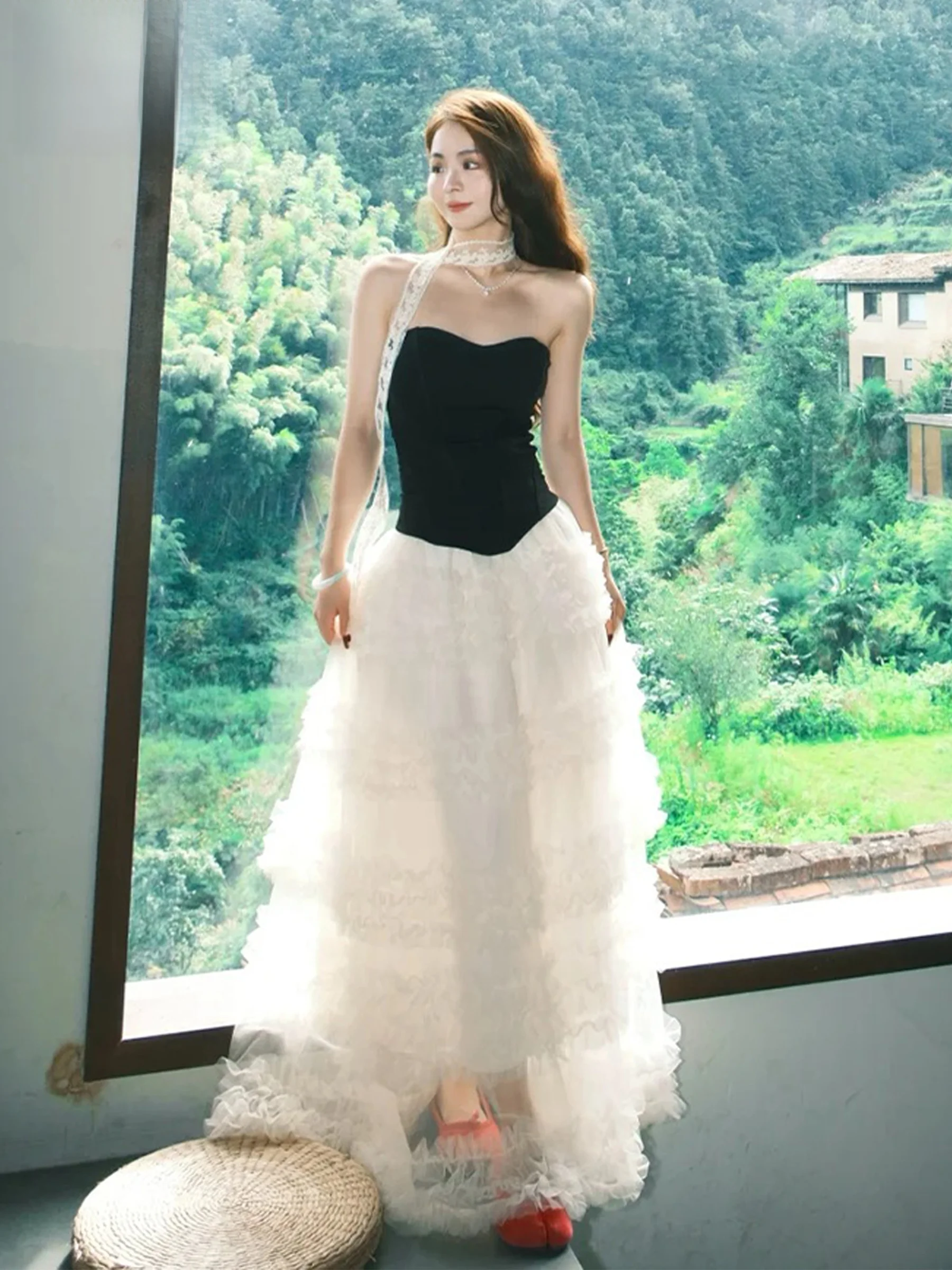 

Белая сетчатая юбка-полусолнце с высокой талией для женщин, повседневный стиль, из полиэстера, стандартный крой, весна-лето, новинка