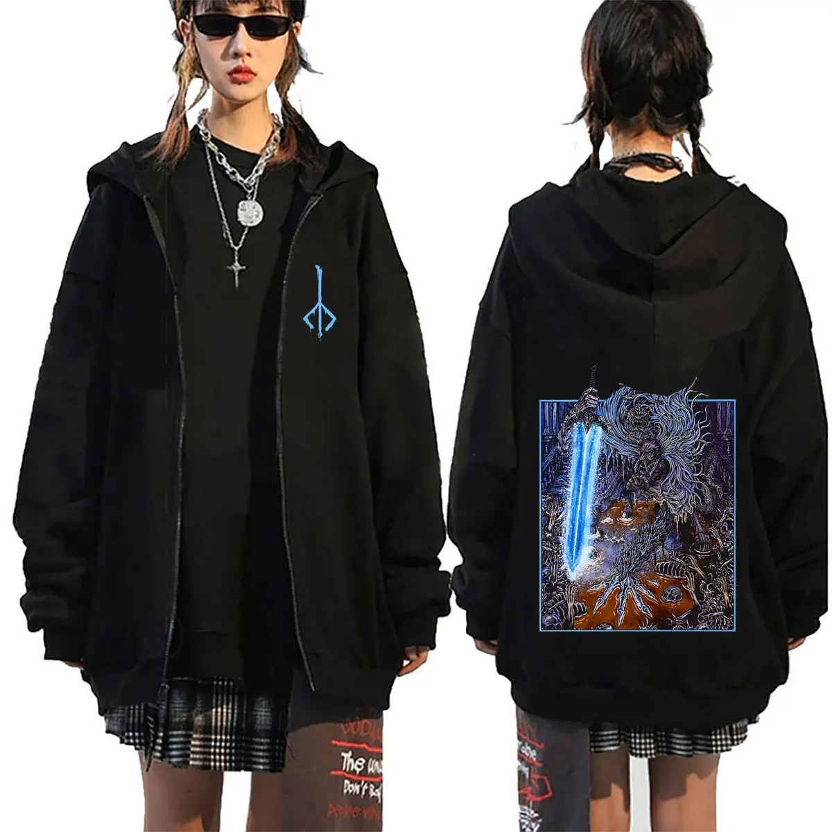 

Game Bloodborne Horror Hunter Zipper Hoodie Men Women Clothing Casual Fleece Cotton Zip Up Jacket Male Vintage Zip Up Sweatshirt