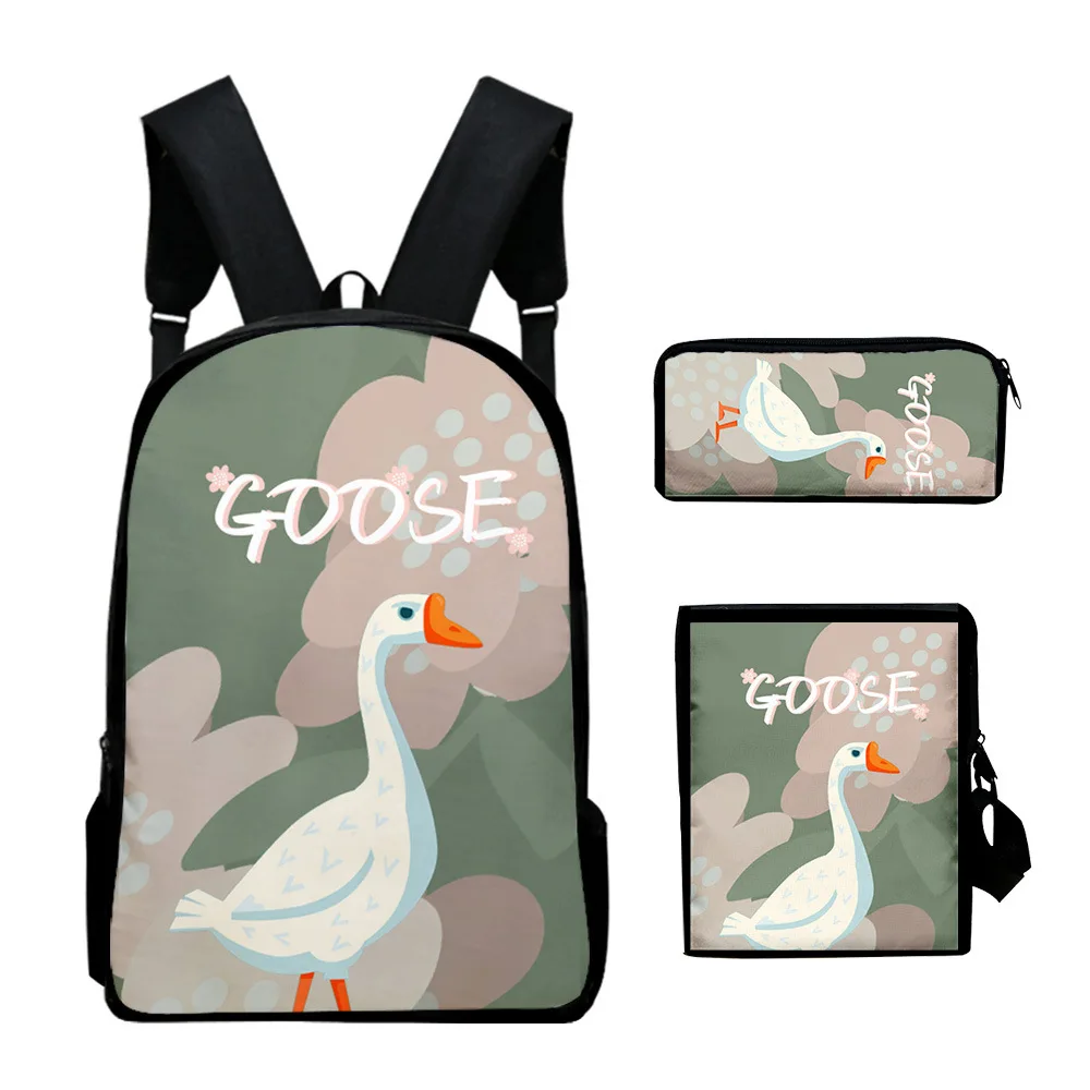 Classic Popular Goose element 3D Print 3pcs/Set pupil School Bags Laptop Daypack Backpack Inclined shoulder bag Pencil Case