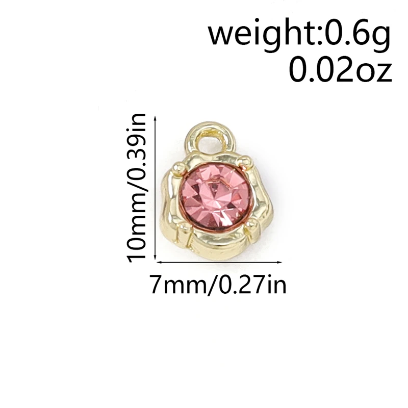 5 Stück 7x10mm süße Mini bunte Kristall Runde Charms Anhänger für Schmuckherstellung Ohrringe Halsketten Armband Zubehör DIY Geschenk – Detail 1