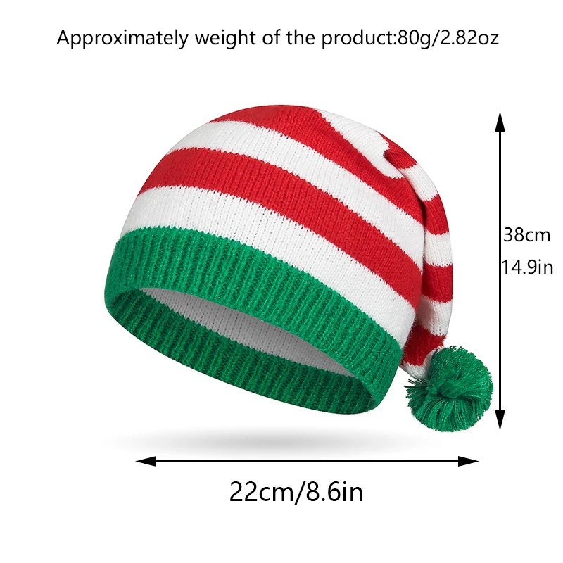 빨간색 녹색 크리스마스 니트 모자 축제 분위기 장식 비니 모자 유니섹스 친구에게 최고의 휴일 파티 선물을 제공하는 데 적합