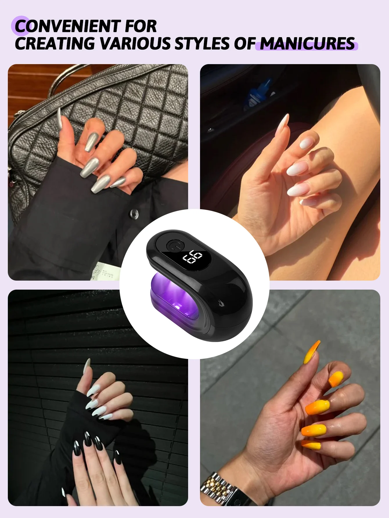 Sèche-ongles UV compact : format mini portable pour la maison et les voyages, rechargeable par USB, parfait pour le vernis gel