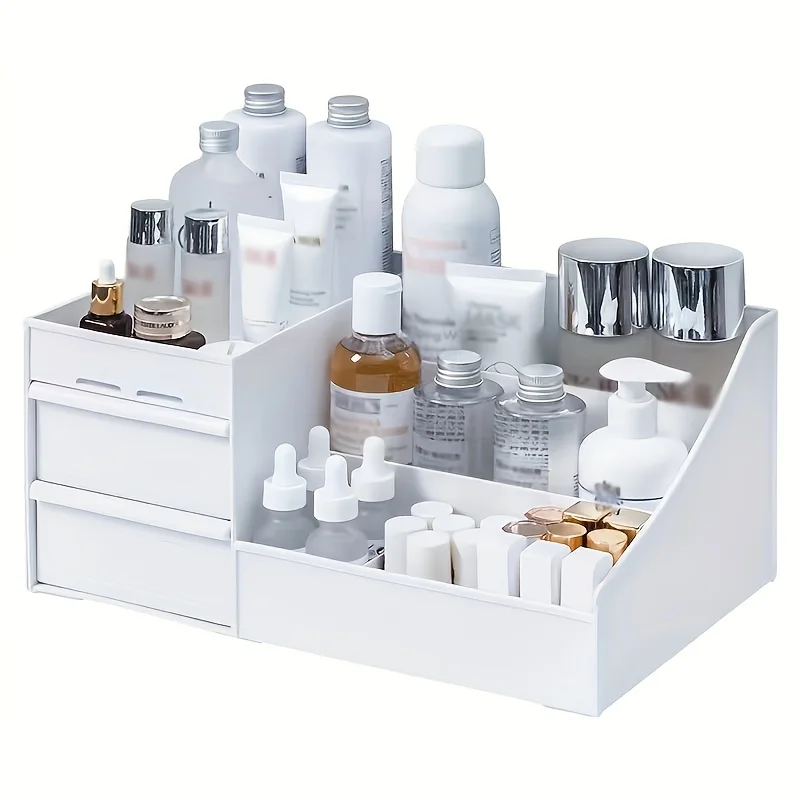 Makeup table with large capacity desktop storage, drawer rack, for versatile storage of skincare products and cosmetics