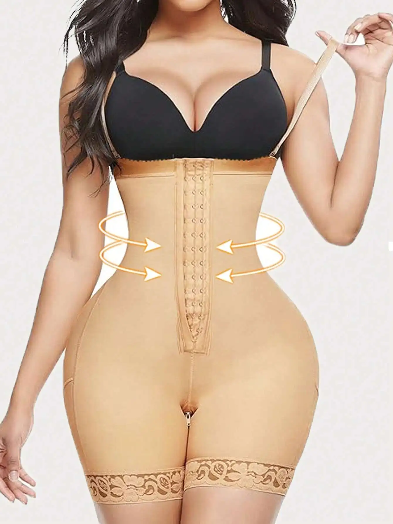 1pc Compressing Full Shapewear Romper Plus Size High Waist Body Shaper Tummy Control Faja Shorts Waist Trainer Girdle