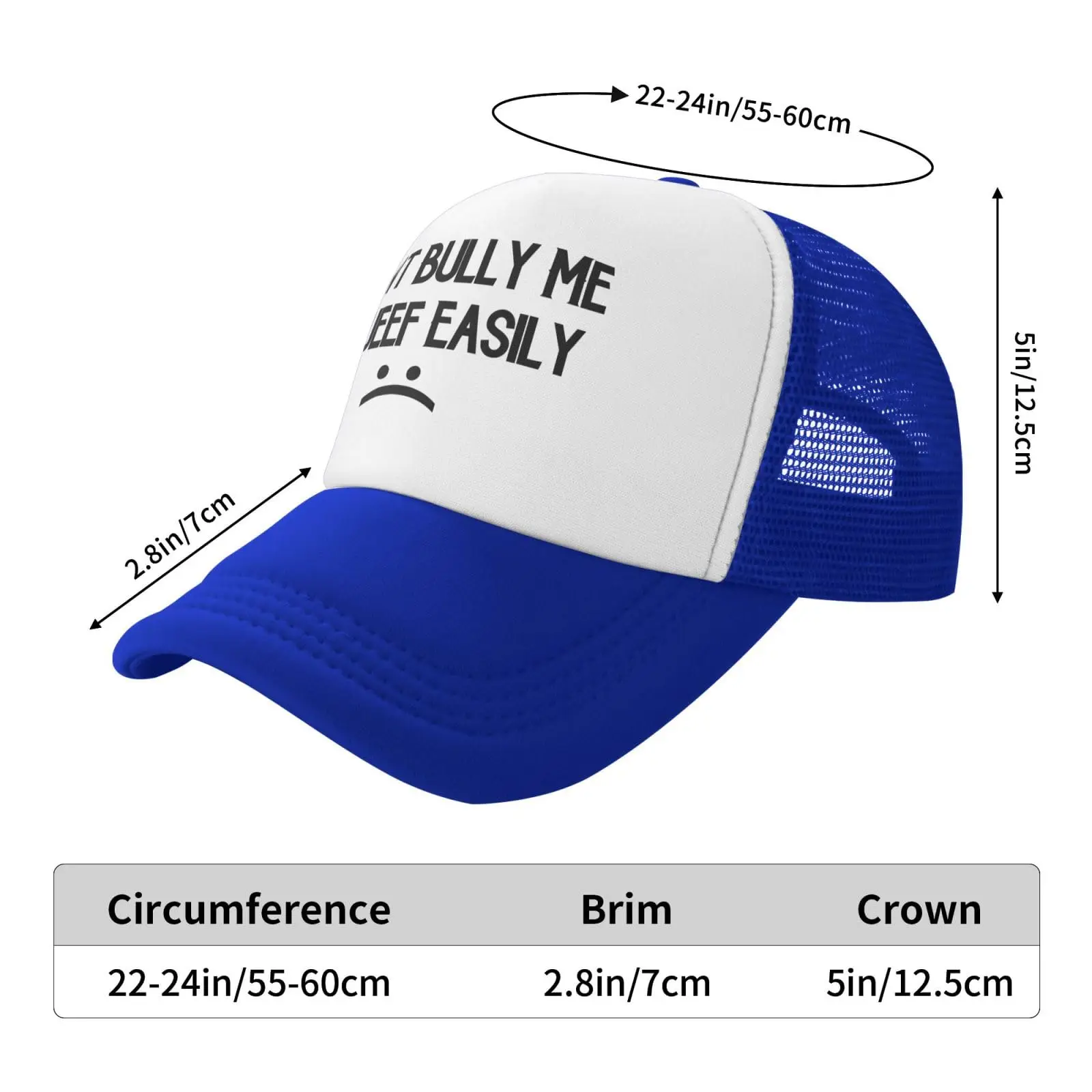 Don't Bully Me I Queef Easily Baseball Cap Vintage Adult Mesh Hat Adjustable For Men Women Sports Breathable Fashion Daily