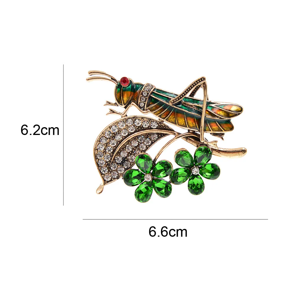 CINDY XIANG Vintage Crystal Grasshopper Brooches For Women Locust Insect Pin Fashion Flower Autumn Jewelry High Quality