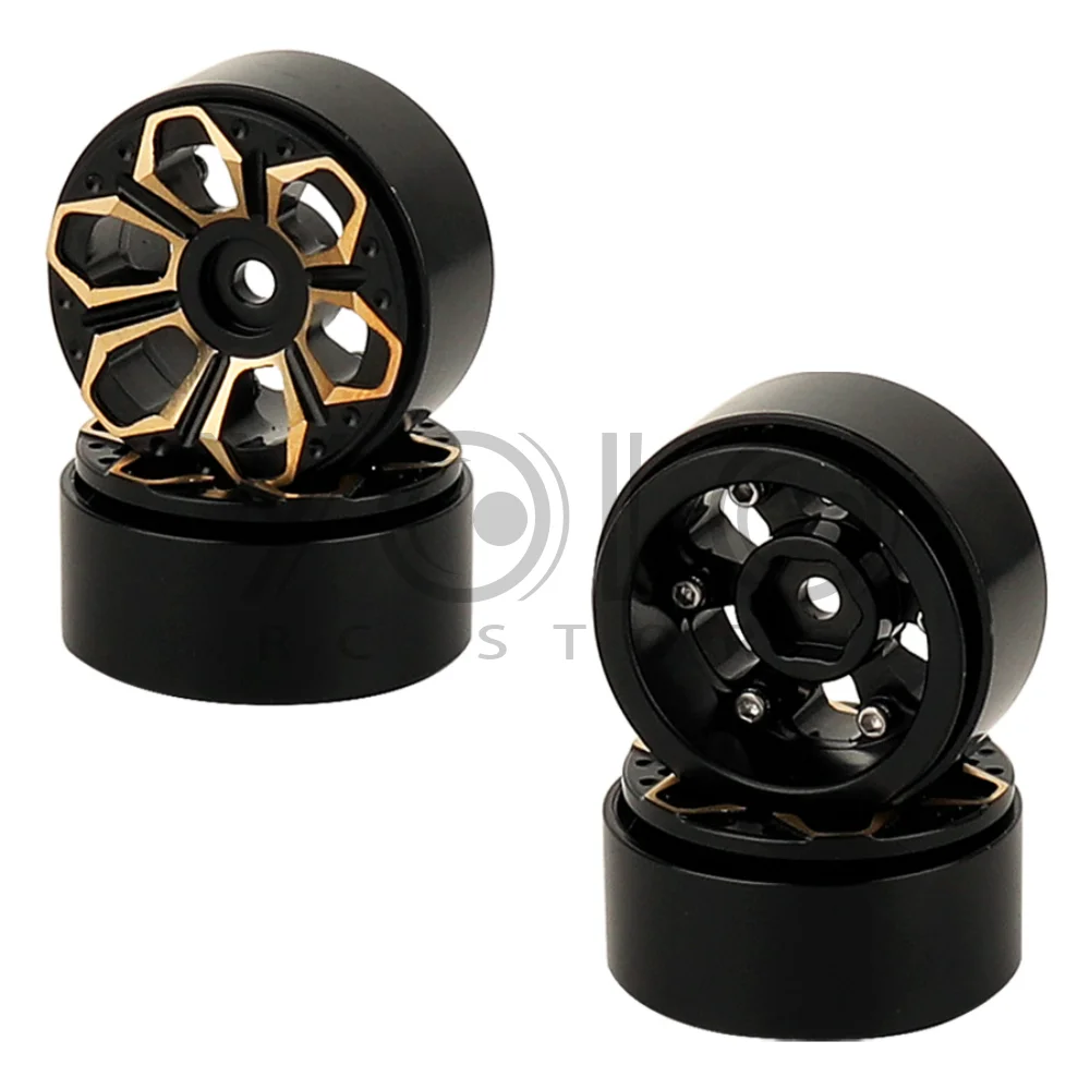 New Upgrade Parts 1.0 Inch Black Brass Beadlock Wheel Classical Rim for 1/24 SCX24 or 1/18 TRX4m RC Crawler Car FMS Truck Tire