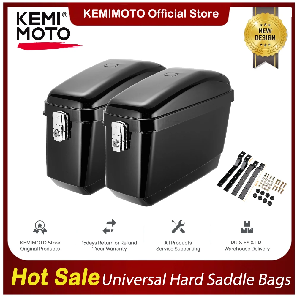 

Motorcycle Universal Saddle Bags Side Boxs Luggage Tank Hard Case for Kawasaki for Honda for Yamaha for Suzuki w/LED Taillight