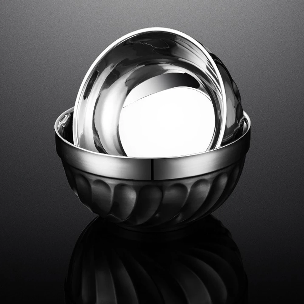 

3pcs Insulated Stainless Steel Bowls for Soup Rice Salad Anti Scald Double Layer Kitchen Serving Home Tableware