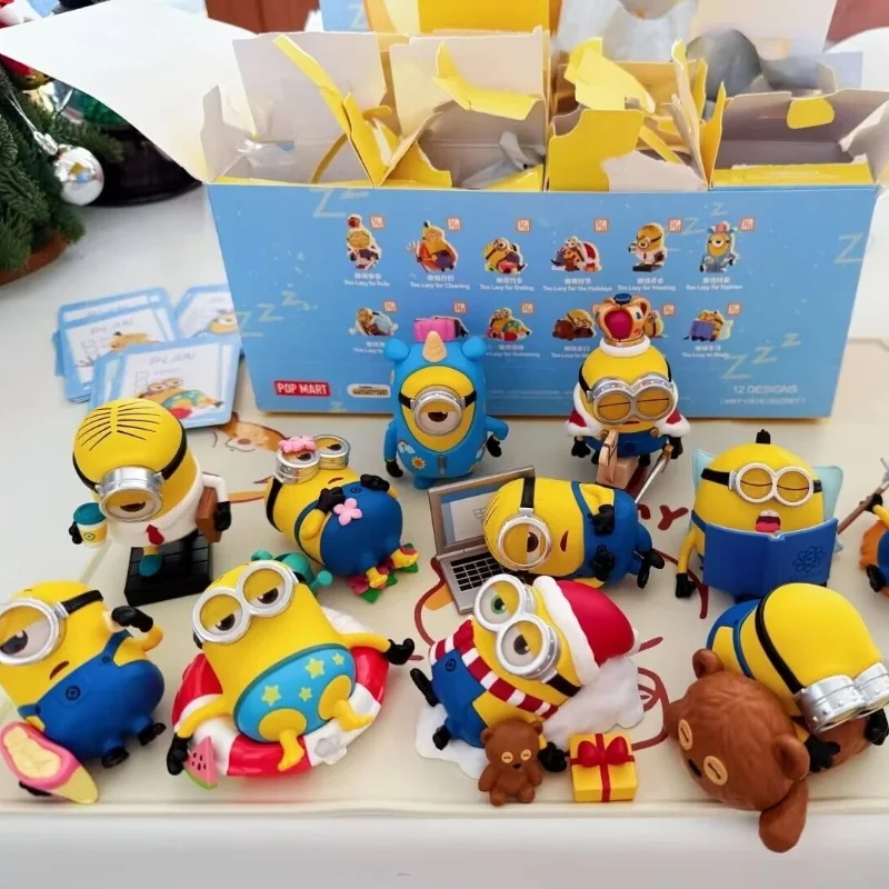 In Stock Original Popmart Minions Lazy Every Day Series Blind Box Kawaii Cure Figure Toy Collection Decoration Kid Birthday Gift