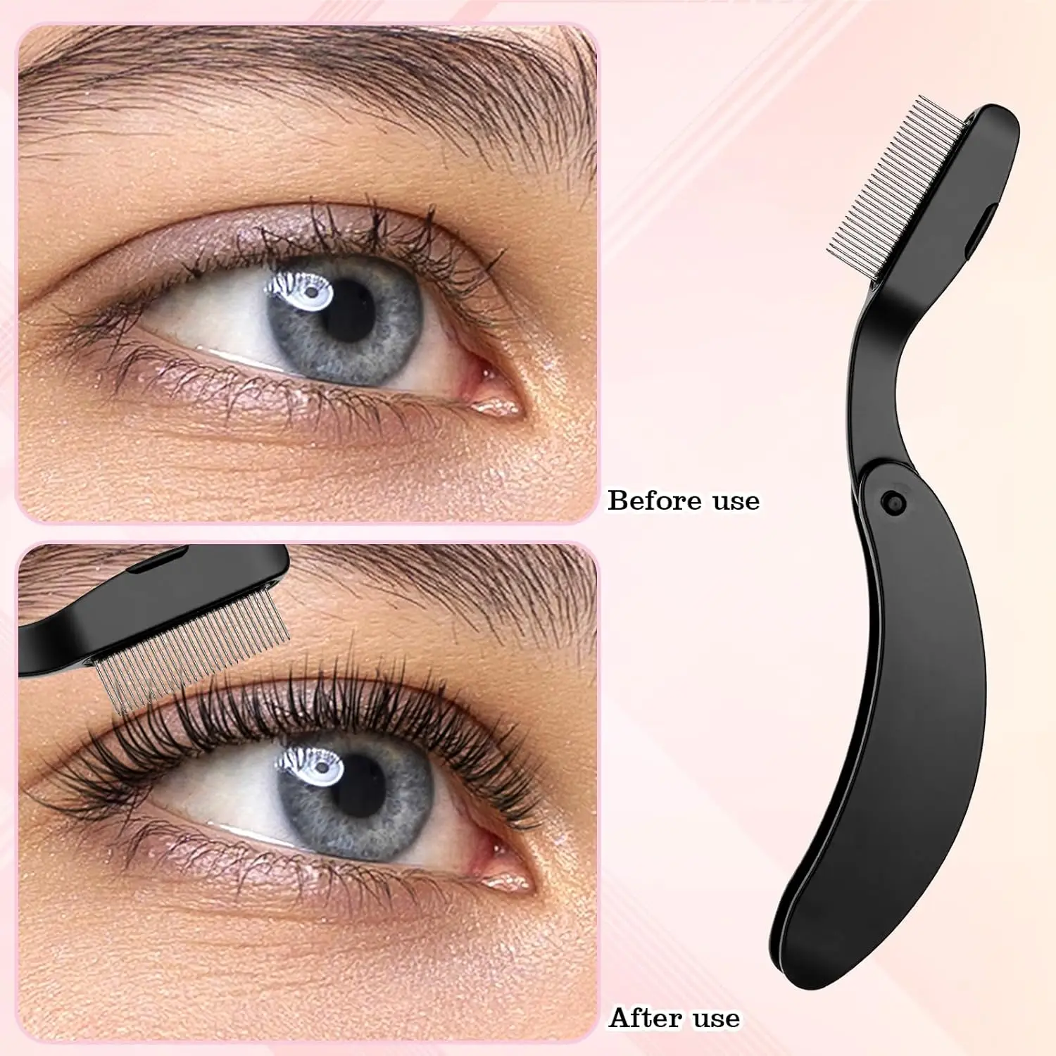 Peines de pestañas plegables, separador de pestañas portátil y herramienta de máscara, aplicación sin enredos para viajes (salón y uso doméstico), 2 uds.