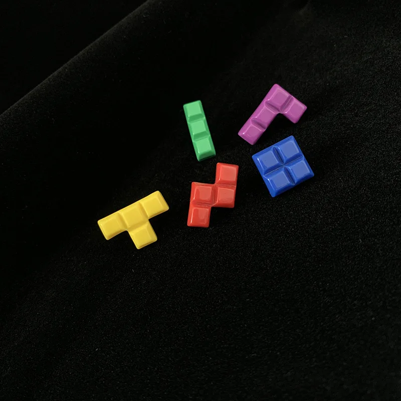 Tetris Block Resin Pins Retro Gaming Periphery Same Badge Tie Accessory Puzzle Gaymer Nerd Classic Video Game Pixel Brooch