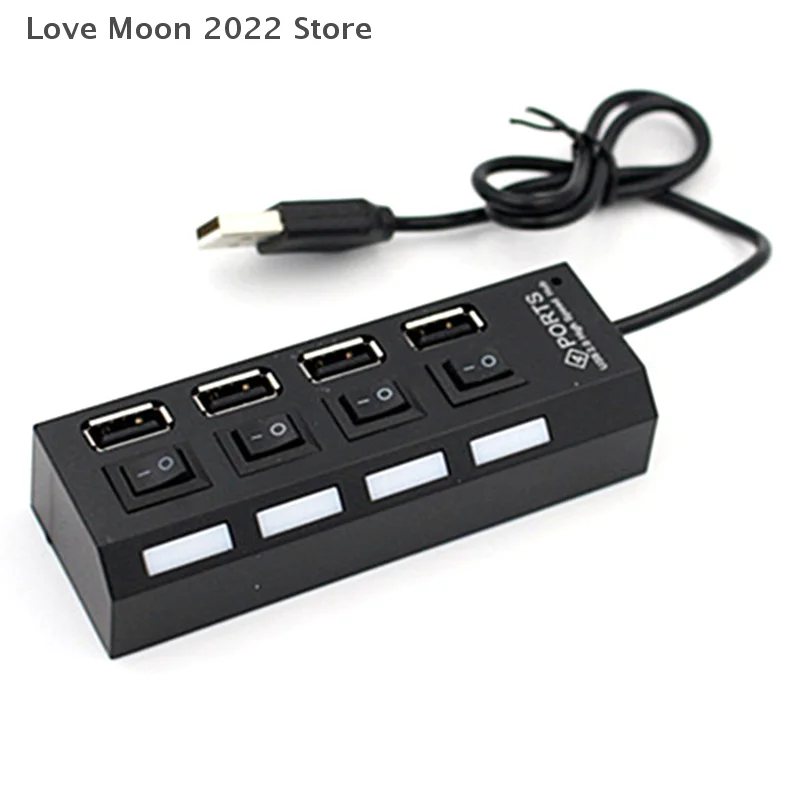 

1PCS 4-port USB Hub One To Four Splitter Hub Plug And Play Independent Switch Small Socket Hub USB 4-port Splitter For Laptops