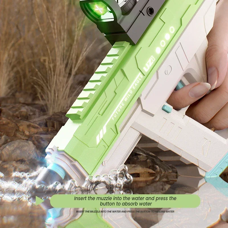 2026 Elektrisch Waterpistool Kinderen Volledig Automatisch Blaster met Licht Grote Capaciteit Soaker Kindercadeau Strand Buitenspellen