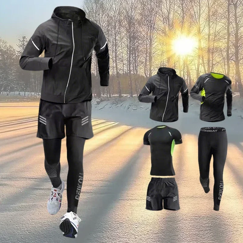 

Running sports suit men's fitness clothes morning running clothes autumn and winter quick-dry training equipment