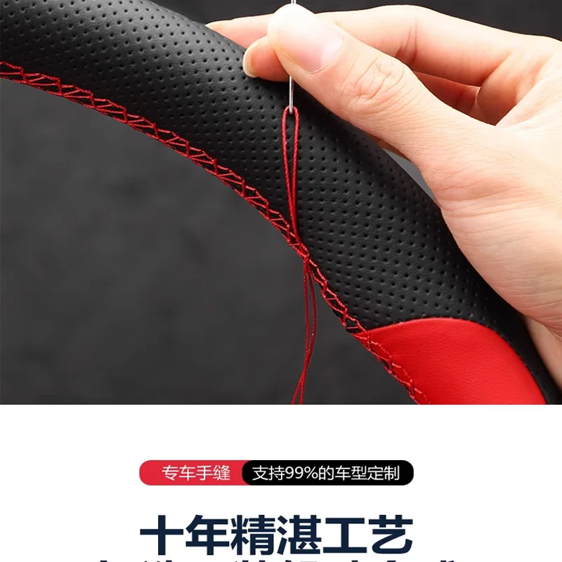 Hand-Stitch Non-slip Black Nappa Leather Car Steering Wheel Cover for Land Rover Range Rover 2014 2015 2016 Car Accessories