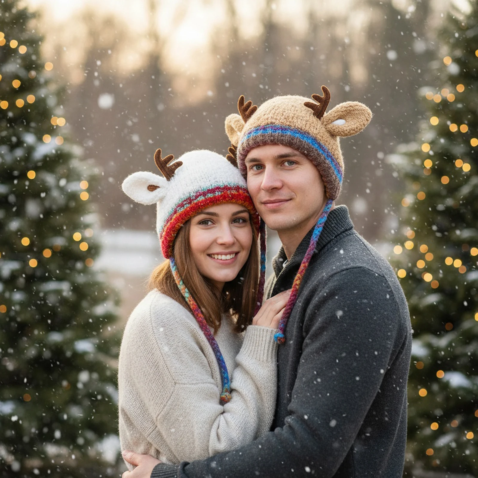 قبعة عيد الميلاد من القطيفة على شكل قرون عيد الميلاد، قبعة محبوكة سميكة لطيفة مع حماية للأذن، تحافظ على الدفء في الخريف والشتاء، غطاء أذن دافئ #2