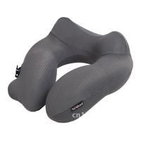 Portable Inflatable U-Shaped Neck Pillow for Travel Outdoor Cervical Support Ice Nap Grey/Black Synthetic Fiber Minimalist Style