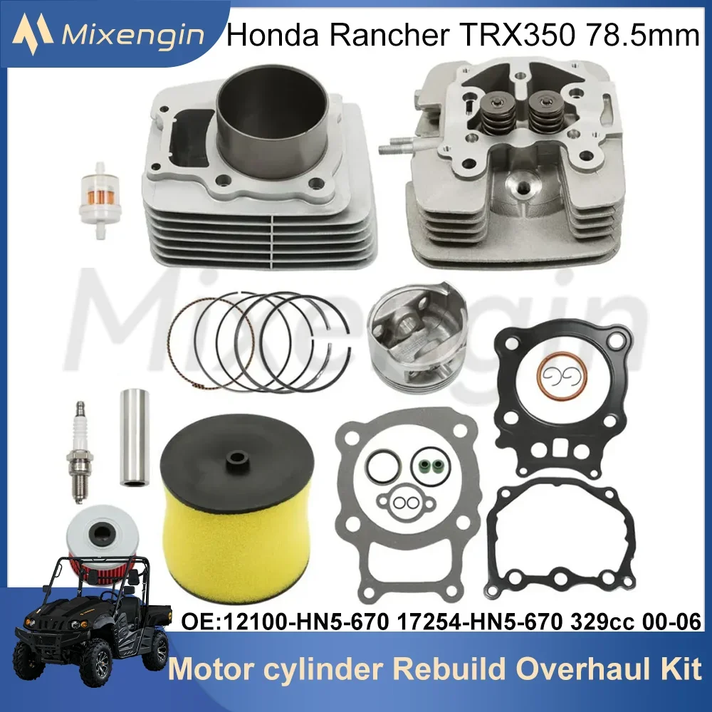 For STD 78.5mm Honda Rancher TRX350 12100-HN5-670 ATV Cylinder & Cylinder Head Air Oil Filter piston gasket Rebuild Overhaul kit