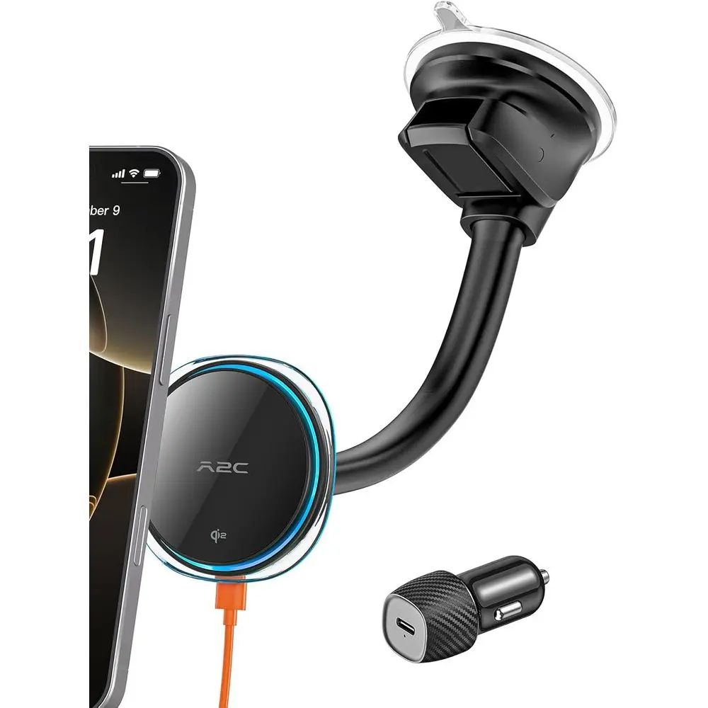 

Автомобильное крепление MagSafe 15 Вт, держатель для телефона на присоске, крепление на лобовое стекло автомобиля, полупроводниковый охладитель, адаптер PD 30 Вт, гибкий держатель-«гусиная шея» 10,6 см, F