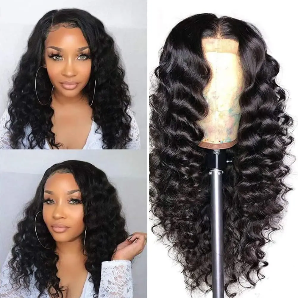 

13x4 Loose Deep Wave Human Hair Wigs for Women Glueless 4x4 Lace Closure Wig Brazilian Perruque Cheveux Humains