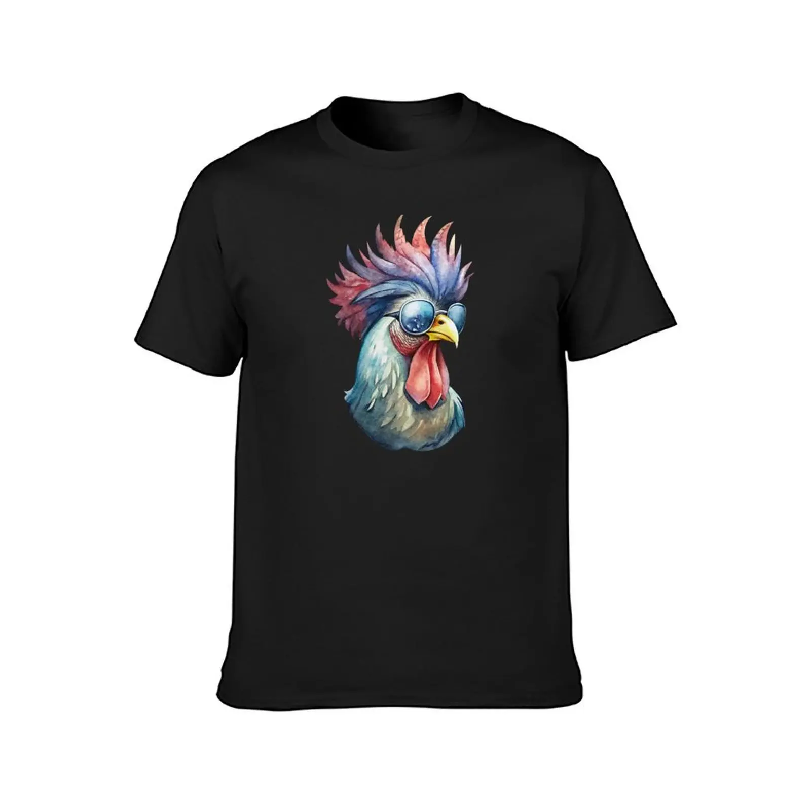 Funny Cool Chicken With Black Glasses T-Shirt T-Shirt sweat Short sleeve tee plus sizes mens t shirts casual stylish