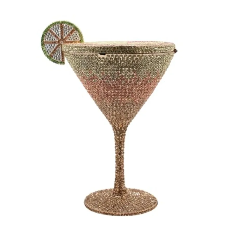 

Cocktail Goblet Rhinestone Clutch for Women: Crystal-Embellished Evening Bag in Silver, Elegant Diamond Detail, Perfect for Wed