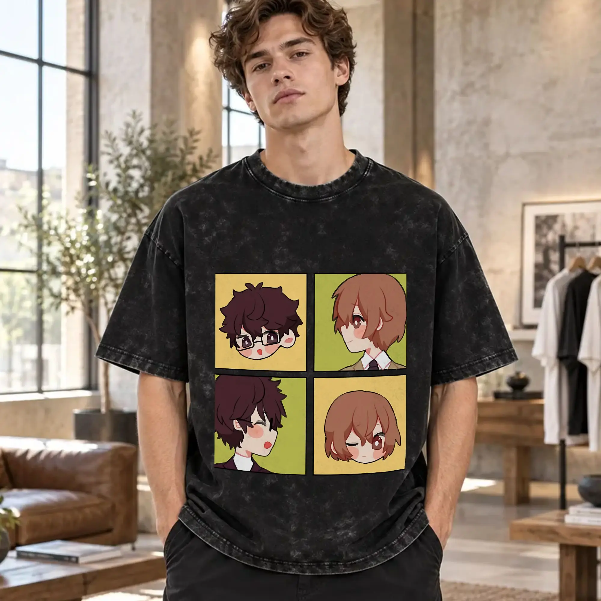 Novelty Personas   T-Shirts Men Round Neck 100% Cotton Washed T Shirts  Short Sleeve Tees Gift Idea Clothes