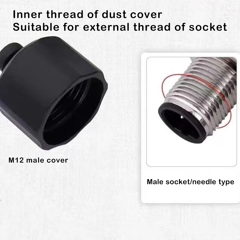 M12 connector, M8 aviation plug dust cover, male-female waterproof cover, internal screw thread with chain, waterproof plug cap