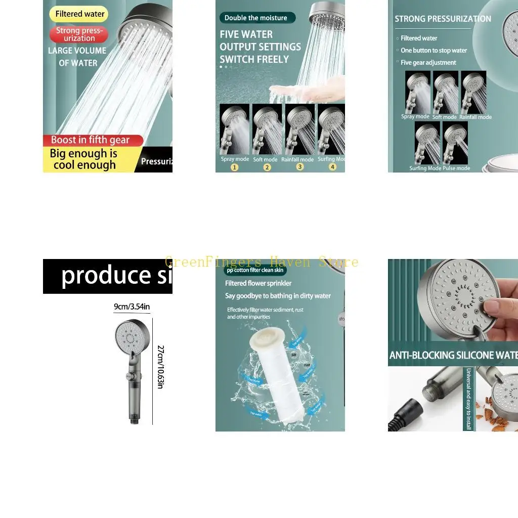 F68D Handheld Power Cleaning Advanced Filtration Shower Head Pressure 5 Type 