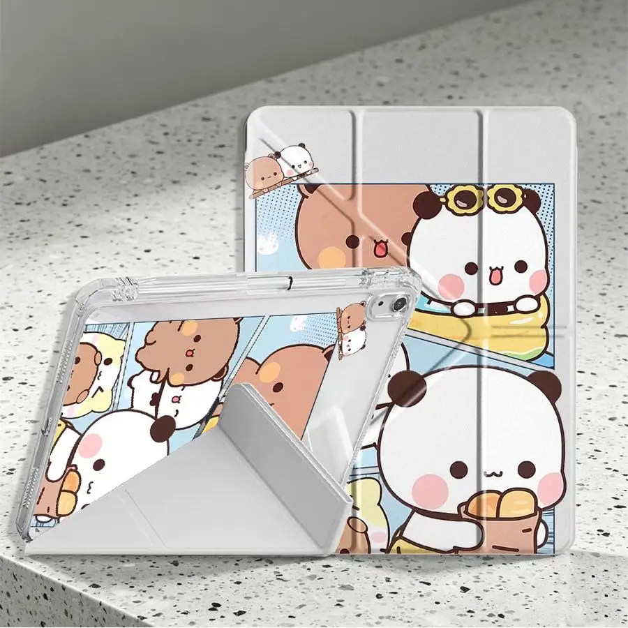 With Pen Slot Cover Tablet Case For Samsung Galaxy Tab S9 Plus A9 Plus S7 FE A11 S10 Lite S8 A8 Cartoon Bear Pattern