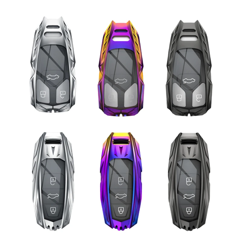 Metal Key Case Cover Key Decoration Protect Shell Holder for Audi A4L A6L Q5L A7 A8 All-inclusive Auto Key Bag Accessories