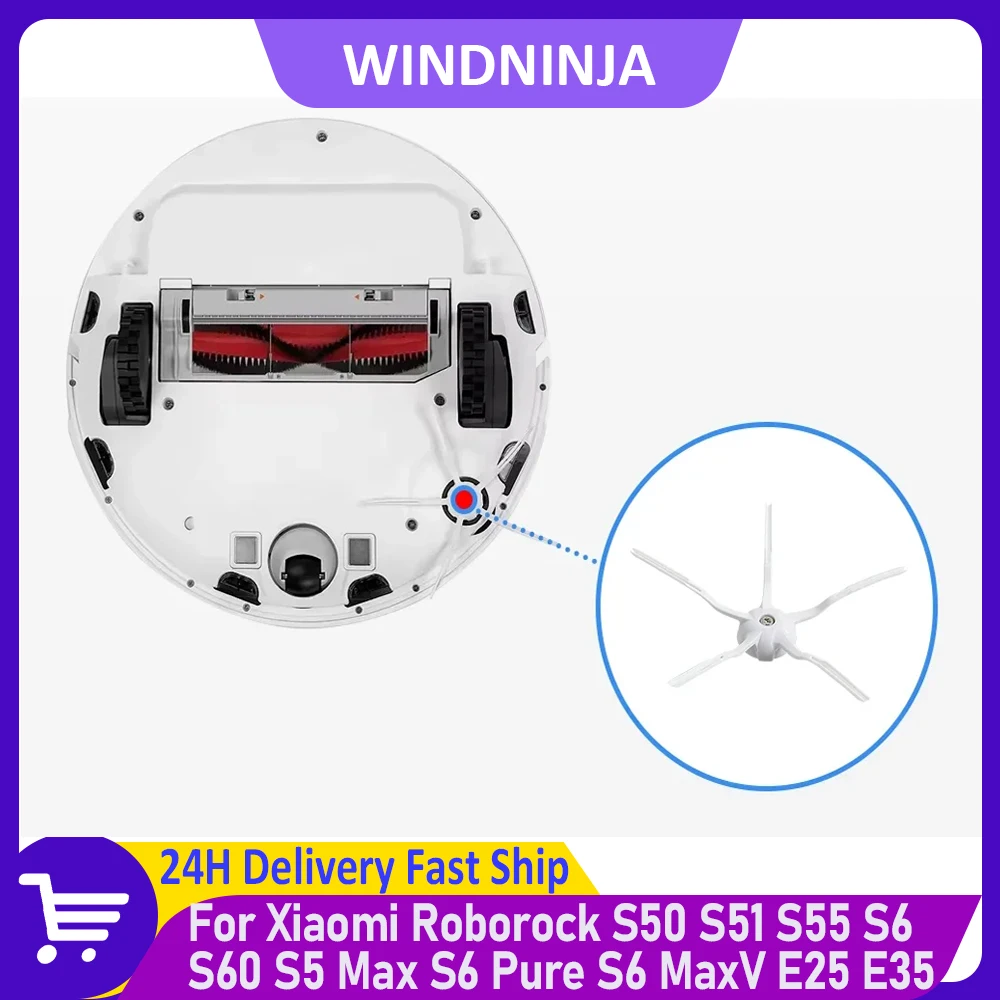Аксессуары для боковой щетки пылесоса, запасные части для Xiaomi Roborock E25 E35 S50 S51 S55 S6 S60 S5 Max S6 Pure S6 MaxV Robot