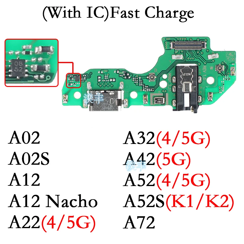 Usb Dock Charger Port for Samsung Galaxy A12 Nacho A22 A32 A42 A02S A52 A52S A72 K1 K2 Version 4G 5G Charging Board Module