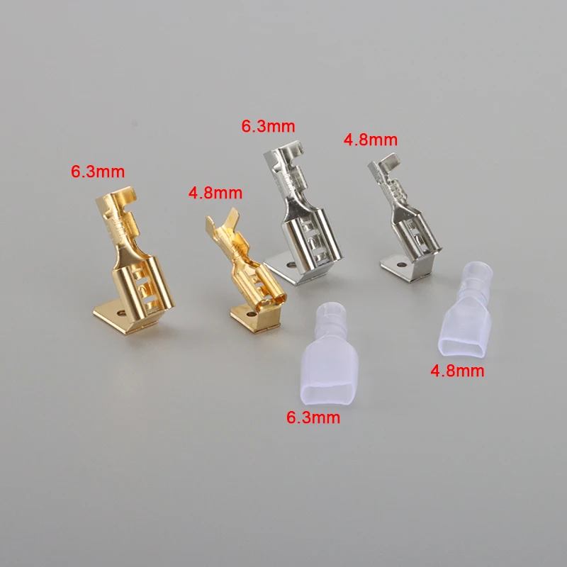 50/100pcs 4.8mm 6.3mm Spade Connectors Quick Disconnect Piggyback Terminals Shoulder of Male and Female Plug Spring Terminals