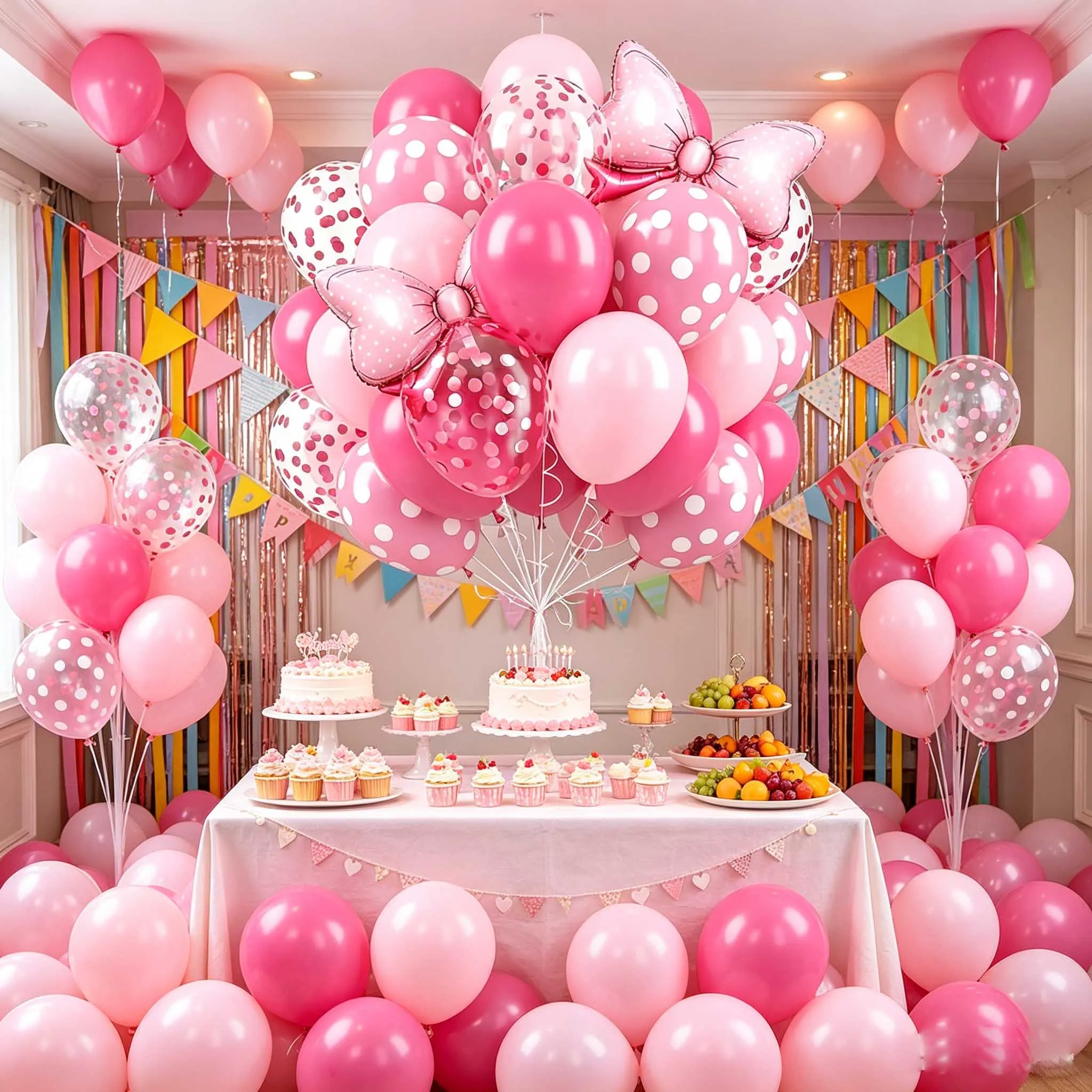30 Stück rosa Schleifenballons, Schleifenballons für Kinder, Mädchen, Geburtstagsdekoration, rosa Schleifen-Dekoration für Geburtstagsfeiern, Babyparty-Dekoration