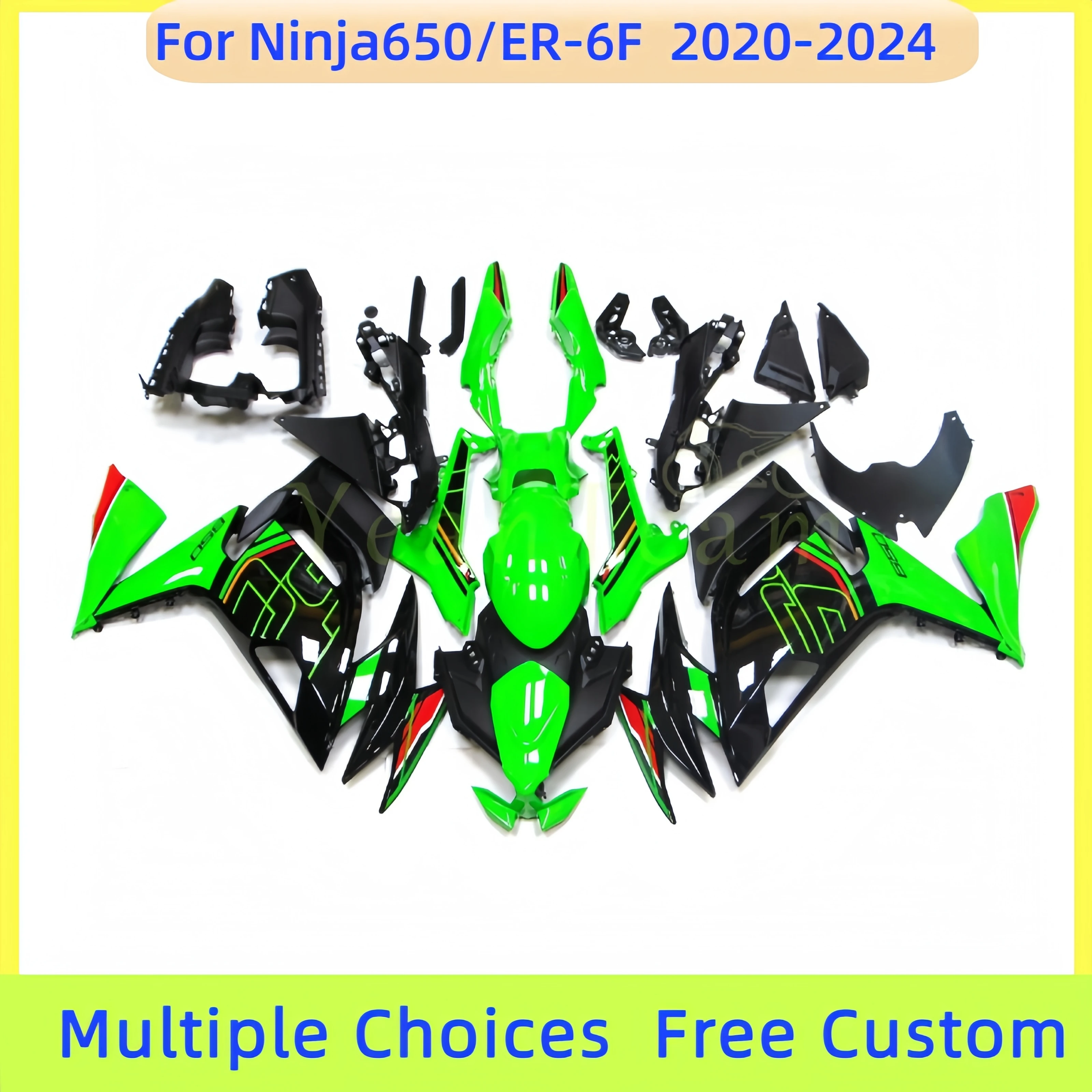 

Ninja650 2020 2021 2022 2023 2024 ER-6F Запчасти для мотоциклов Полный комплект обтекателей для KAWASAKI Ninja650R ER 6F Глянцевый зеленый черный корпус