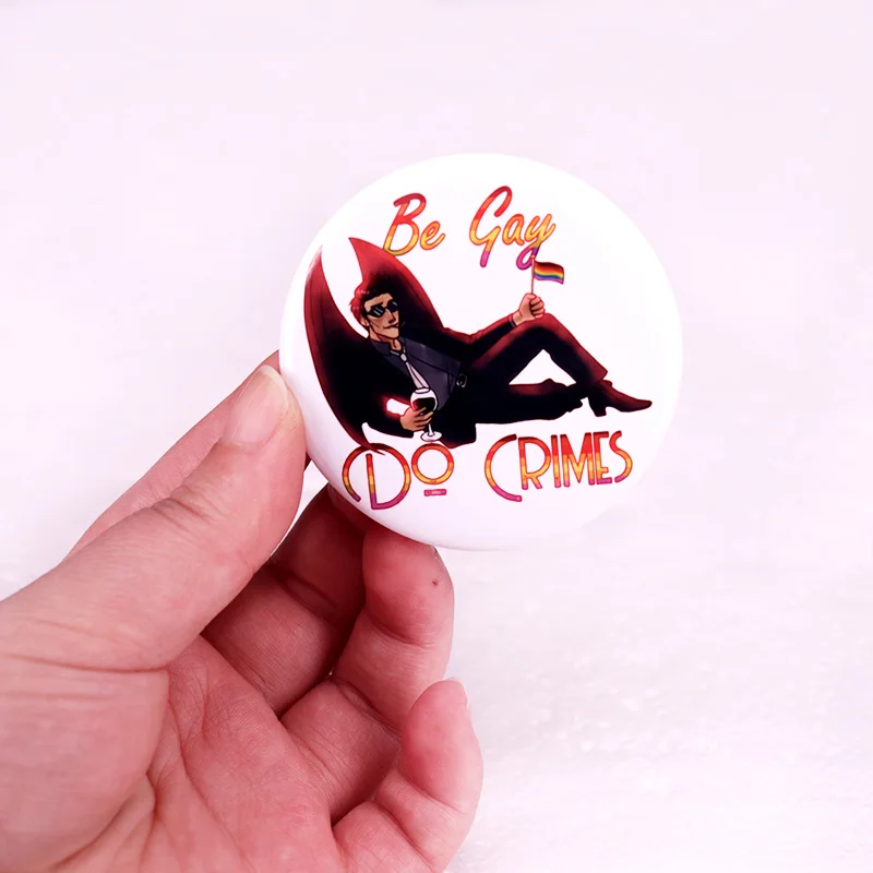 Good Omens Demon Pinback Button Pin Brooches Tinplate Badge 58MM