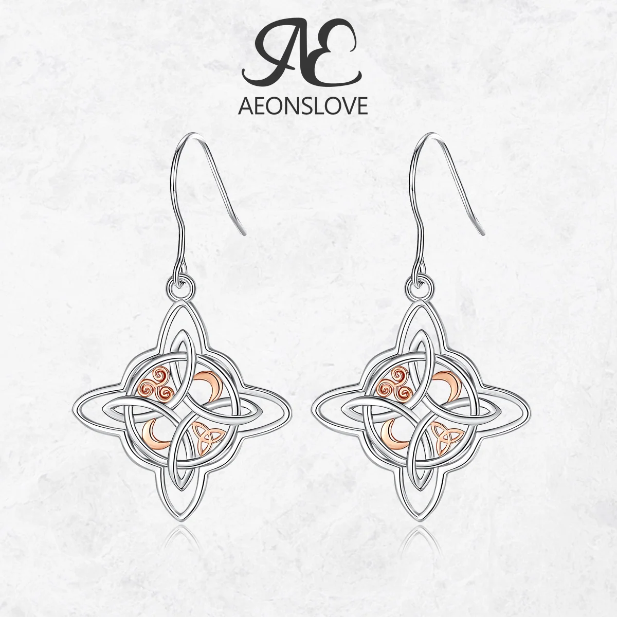 AEONSLOVE 925 Sterling Silver Witch Knot Earrings for Women Witchcraft Drop Earrings Amulet Wicca Pagan Jewelry Spiritual Gift