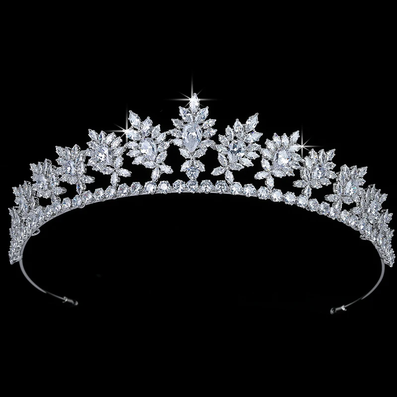 

Crown HADIYANA Trendy Leaf Shape Graceful Luxury Jewelry Wedding Bride Hair Accessories Cubic Zirconia Tiara BC5694 Tocado