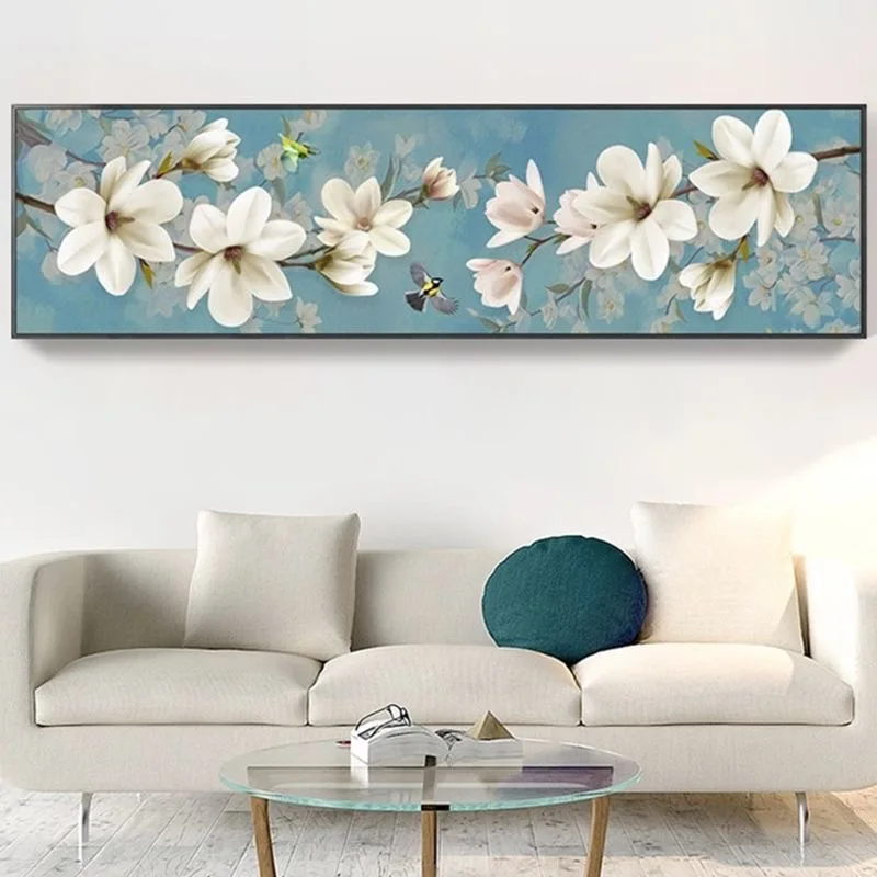 

Pure White Magnolia Full Embroidery Kit - Cross-stitch Floral Flower Print Pattern Wall Home Decor Needlework Painting on Sale