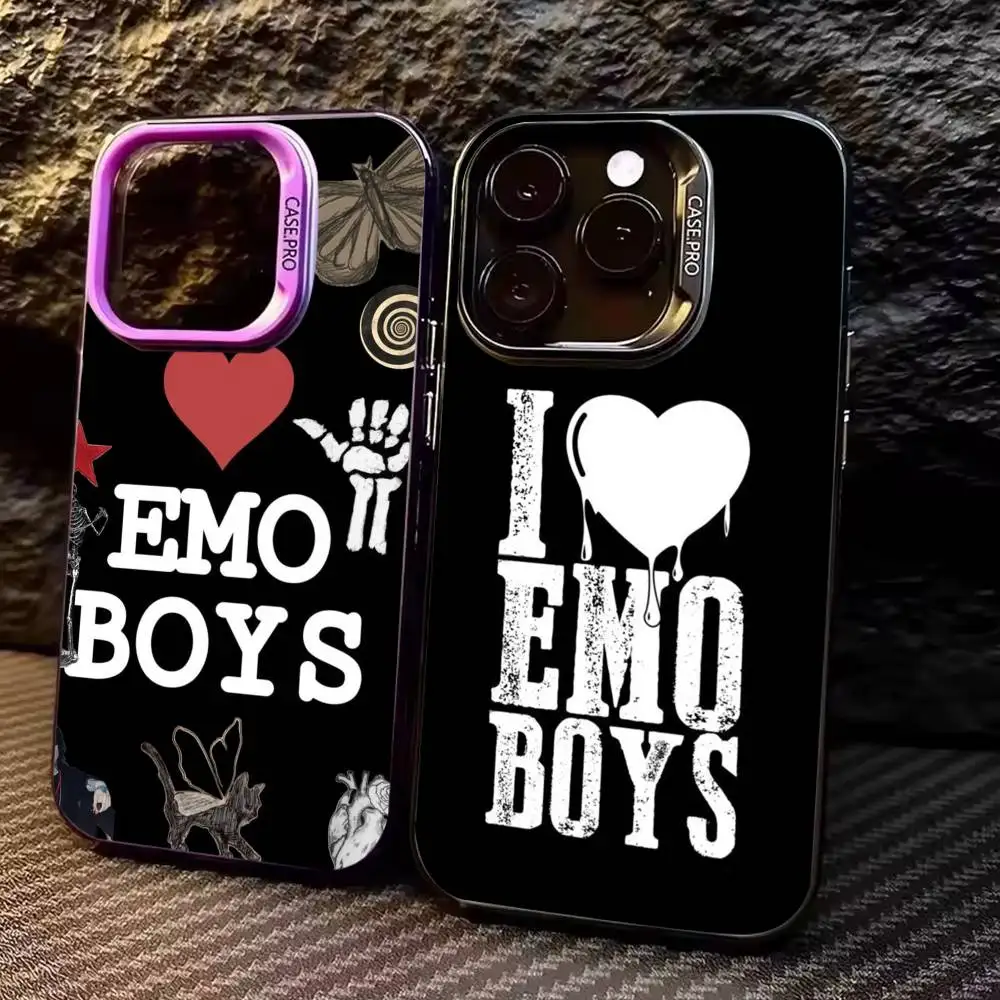 

I Love E-Emo B-Boys Icon Phone Case For iPhone17,16,15,14,13,12,11 Plus,Pro Max Colored Silver Plated Inside Cover