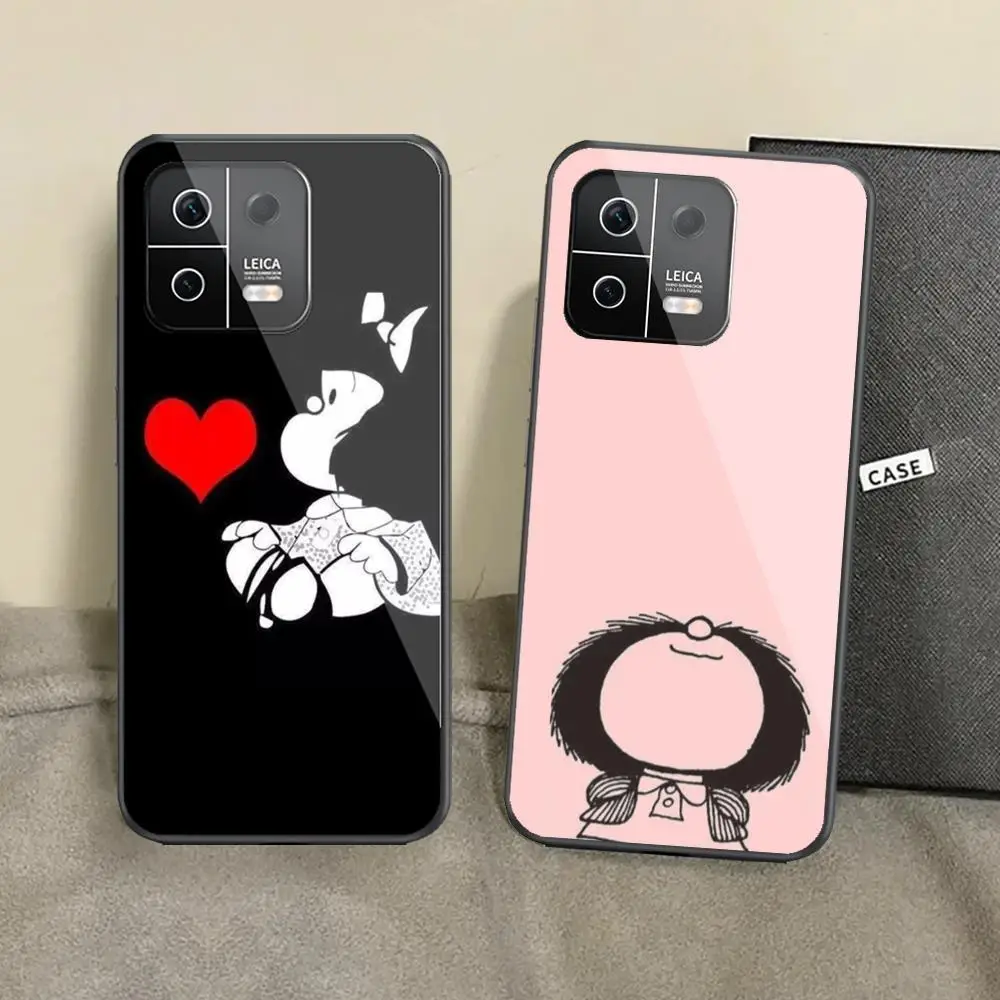 Humor-M-mafalda Phone Case For Xiaomi 14 Ultra 14 13T 13Pro 13 12T 12 11T 11i 11 Black Glass case