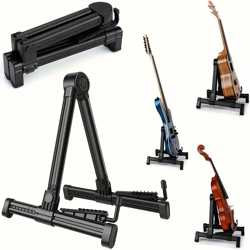 Suporte de Guitarra Ajustável Universal Dobrável para Guitarra Elétrica, Baixo, Guitarra, Mandolim, Banjo, Ukulele e Violino