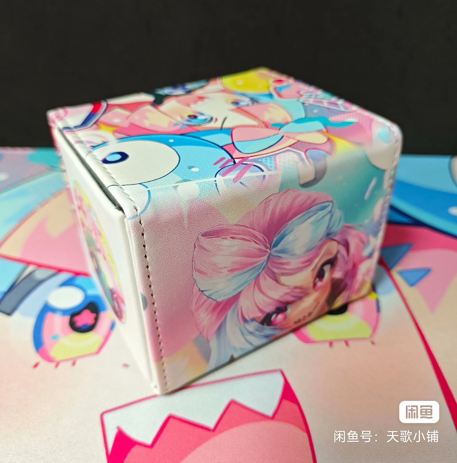 Pokemon Lono Deck Box Pink Cute Anime Girl PTCG Trading Cards Pu Leather Storage Box Protective Case